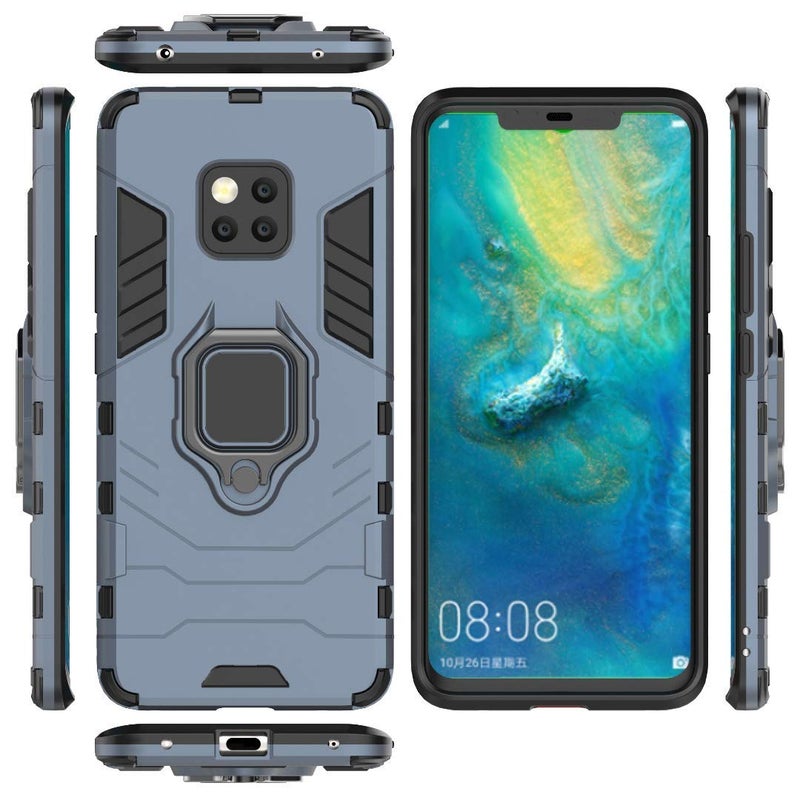 MaiJin Compatible with Huawei Mate20 Pro, Case Metal Ring Grip Kickstand Shockproof Hard Bumper (Works with Magnetic Car Mount) Dual Layer Rugged Cover for Huawei Mate 20 Pro (Navy Blue) - Image 4